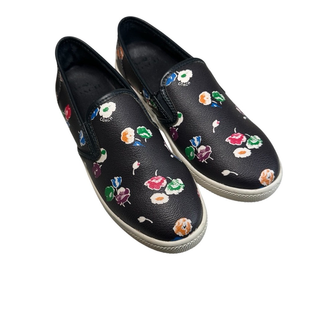Coach Parkside Black Floral Slip On Loafer Sneakers Shoes Women’s Sz 6B-